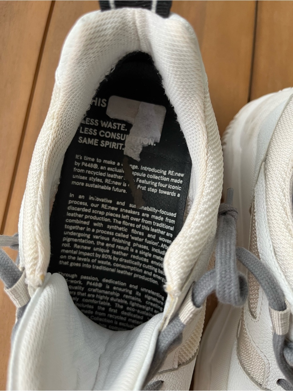 P448 White & Beige Leather Mesh Sneakers size 38 - Picture 3 of 16